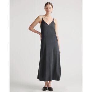 QUINCE Black Vintage Wash Tencel Maxi Slip Dress NWT Size Large